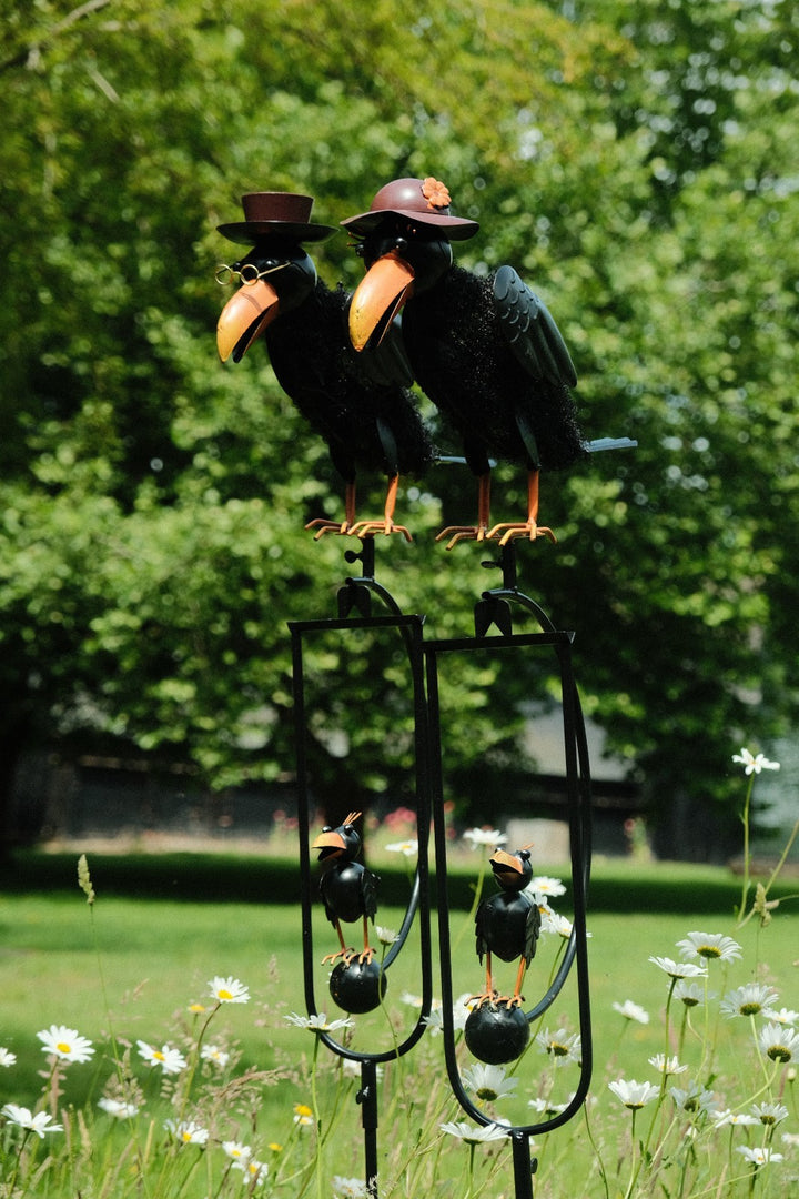Rocking Balancing Mum Crow Rocker Garden Ornament Decoration Stake Gift Decor12