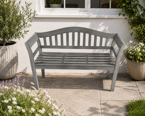 Queen Classic Grey Eucalyptus Wood Wooden Garden Bench 2/3 Seat Indoor Outdoor0