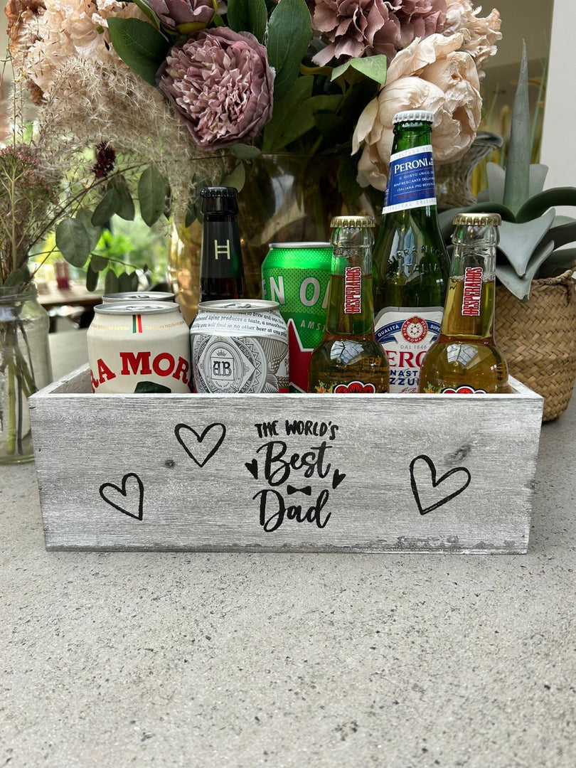 Worlds Best Dad Grey Gift Box Storage Wood Crate 2 Sizes Hamper Father Xmas8