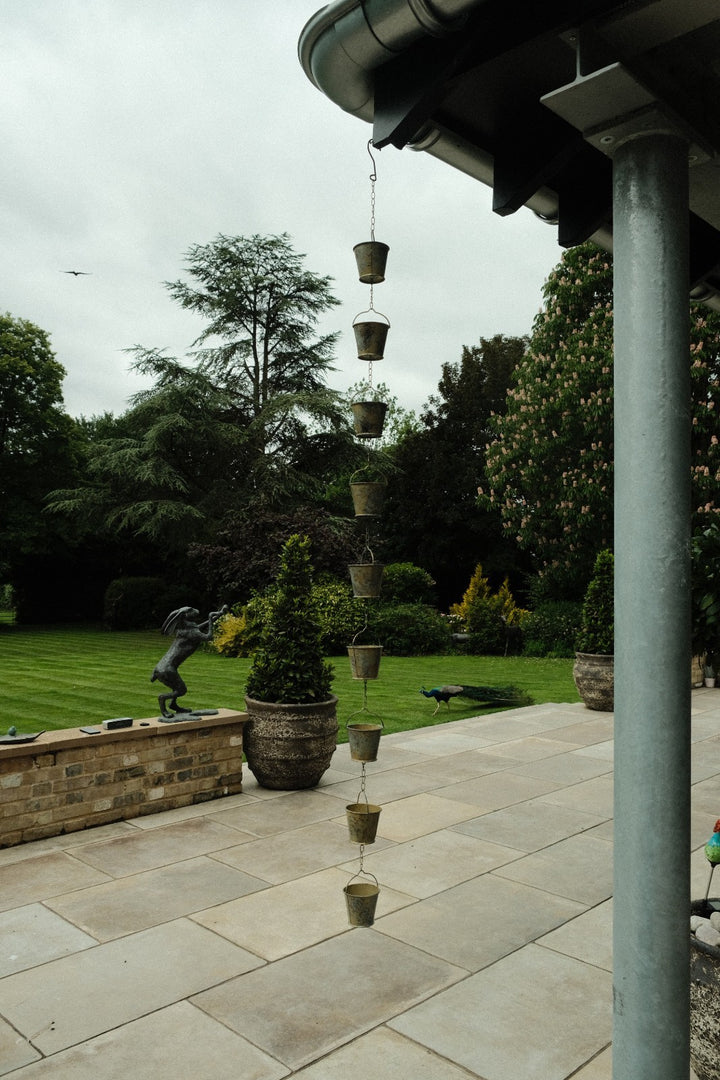 Bucket Rain Chain Hanging Garden Outdoor Nature Ornament Water Decoration15