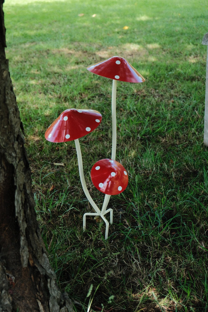 Red & White Spotted Toadstool Mushroom Metal Garden Whimsical Fairy Ornament9