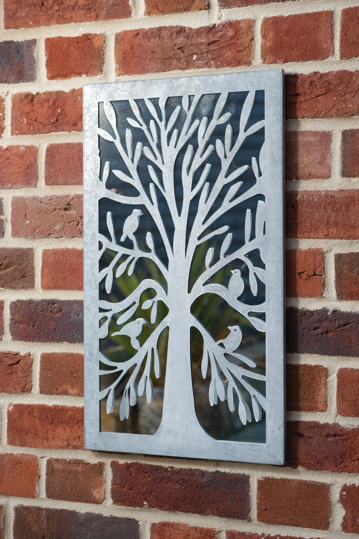 Zinc Tree of Life Wall Mirror with Birds Garden Outdoor Wall Plaque Decoration5