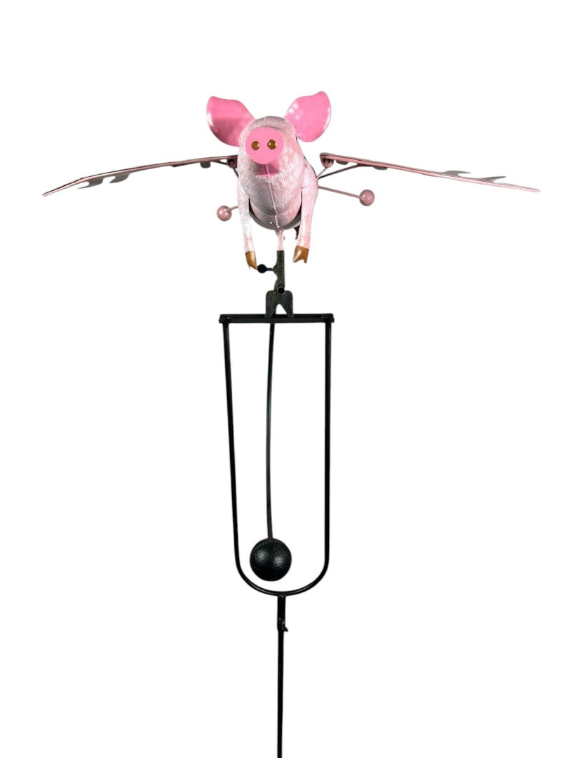 Kinetic Rocking Pig Flying Pig Rocking Balancing Garden Ornament Decoration Pink Animal Ro ...