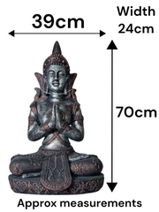 Extra Large Blue Bronze Silver Cross Leg Praying Buddha Garden Decor Decoration1