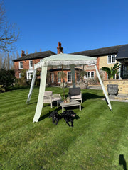 Green Stripe Gazebo Marquee Canopy Fringe Outdoor Garden Beach Cabana Style UK3