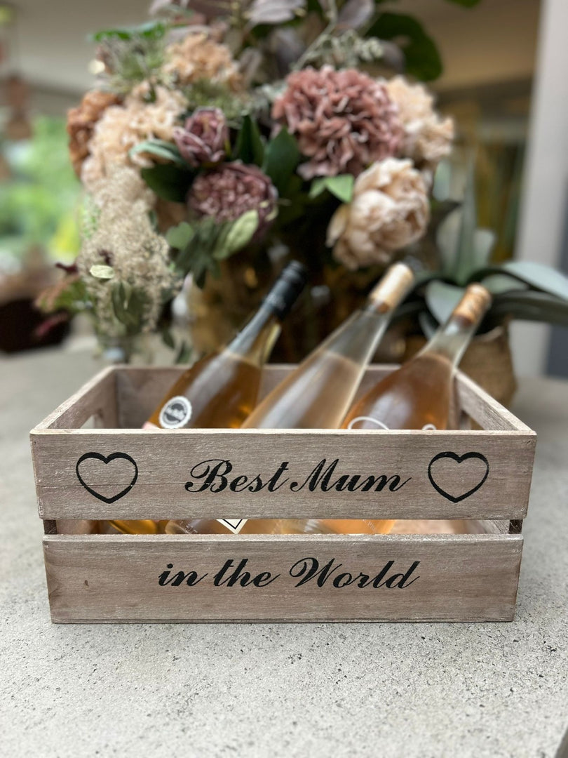 Wooden Crate Best Mum In The World Decorative Gift Storage Box Hamper Christmas2