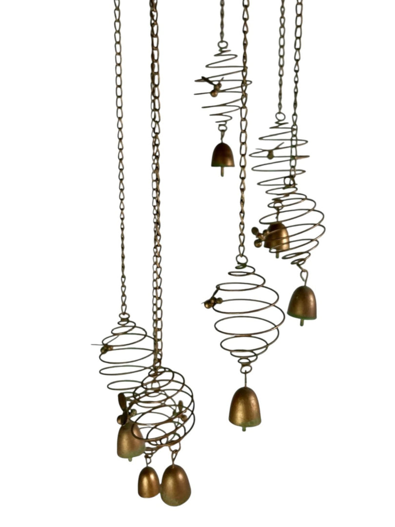 Spiral Bee Hanging Mobile With Bells Metallic Decorative Hanging Garden Ornament7
