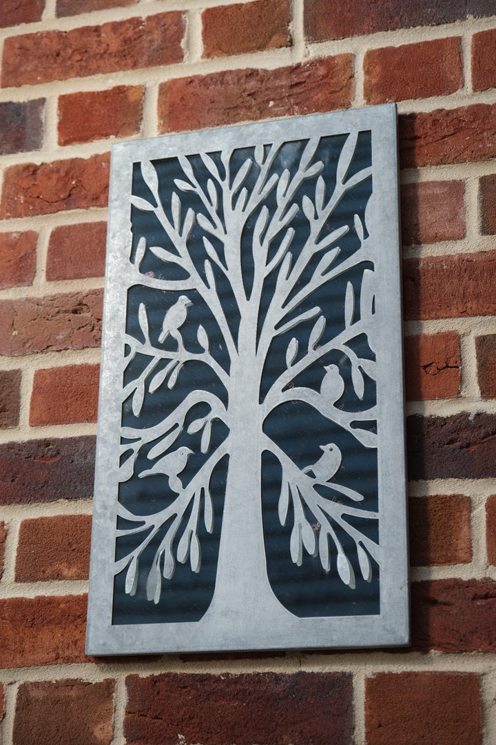 Zinc Tree of Life Wall Mirror with Birds Garden Outdoor Wall Plaque Decoration2