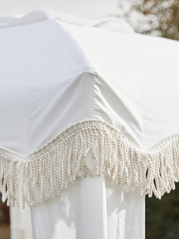 Antique White Gazebo Marquee Canopy Fringe Outdoor Garden Beach Cabana Style UK6
