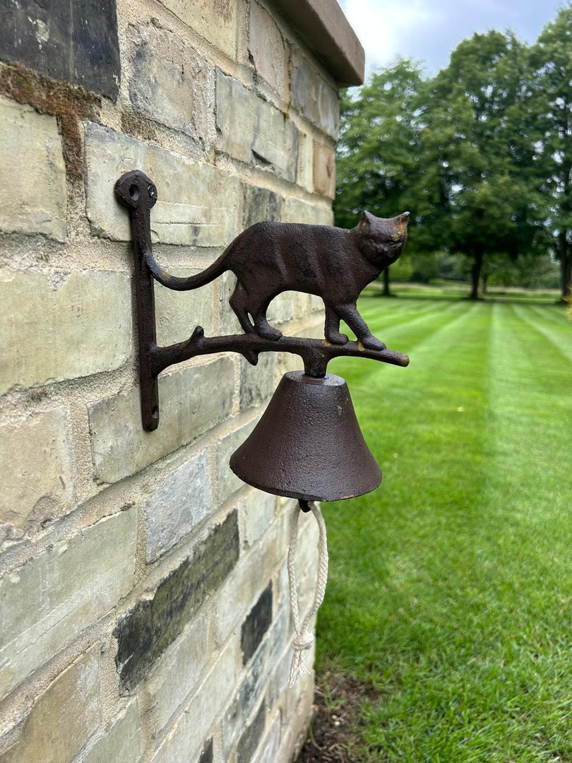 Cast Iron Cat Doorbell Wall Mounted Rustic Garden Home Decorative Hanging Bell7