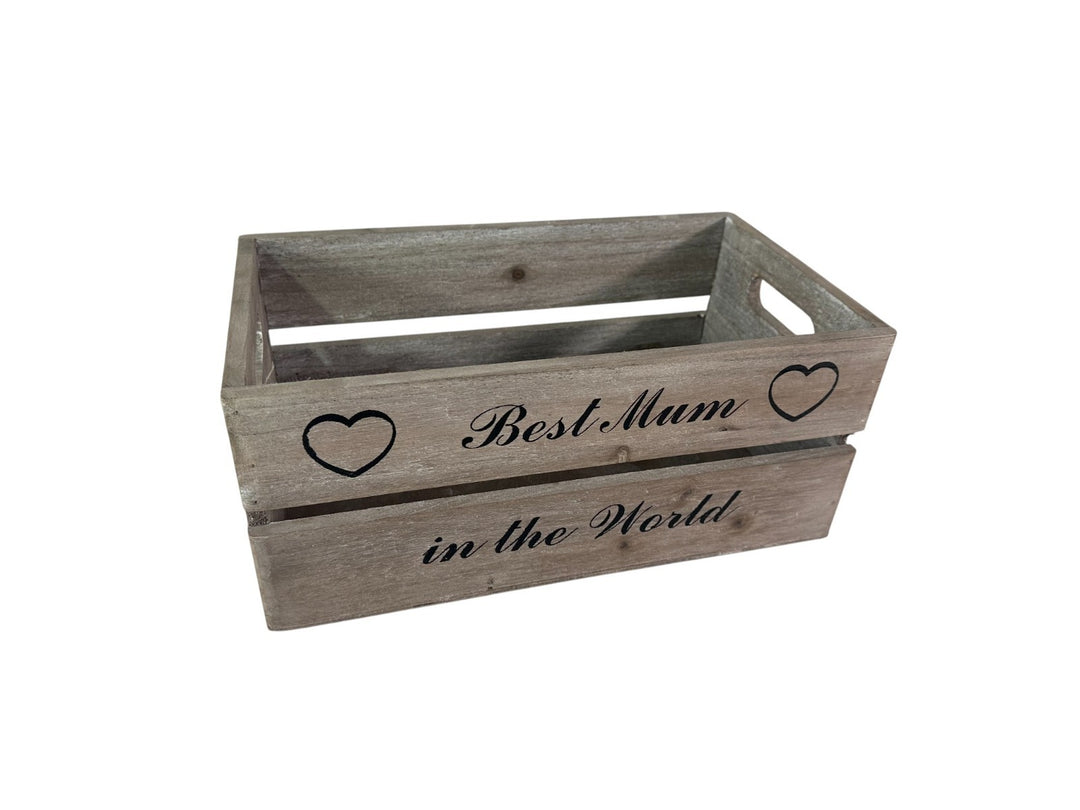 Wooden Crate Best Mum In The World Decorative Gift Storage Box Hamper Christmas5