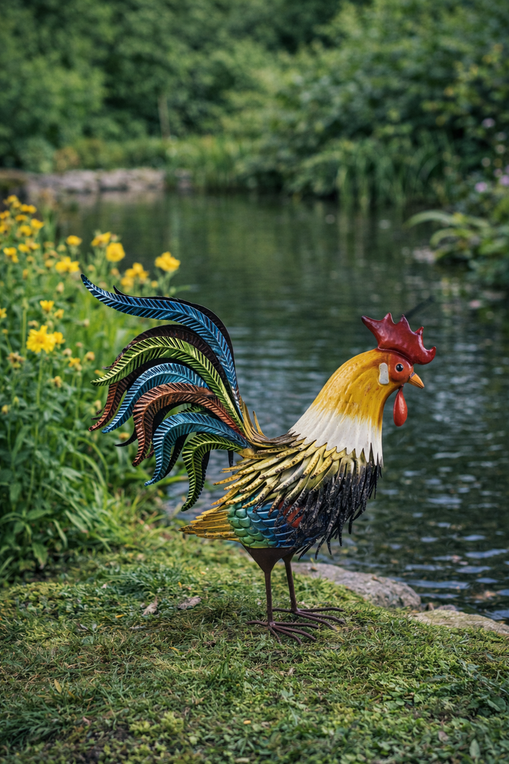 Decorative Cockerel Bird Animal Countryside Metal Garden Giftware Ornament3