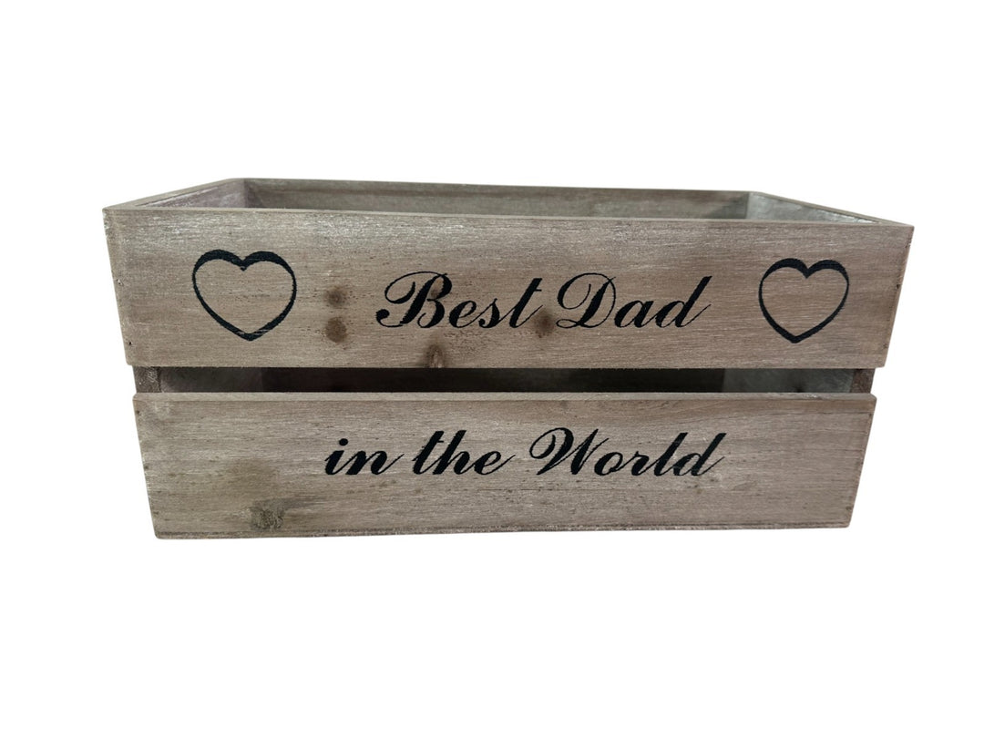 Wooden Crate Best Dad In The World Decorative Box Hamper Gift Christmas Storage12