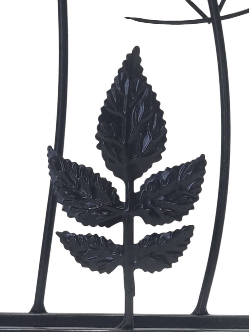 Black Metal Floral Wall Art Square Botanical Flower Leaf Hanging Home Decor Gift7