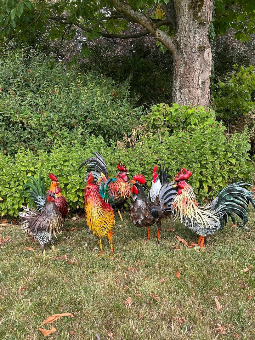 Decorative Metallic Cockerel Rooster Garden Statue Outdoor Lawn Ornament Metal11