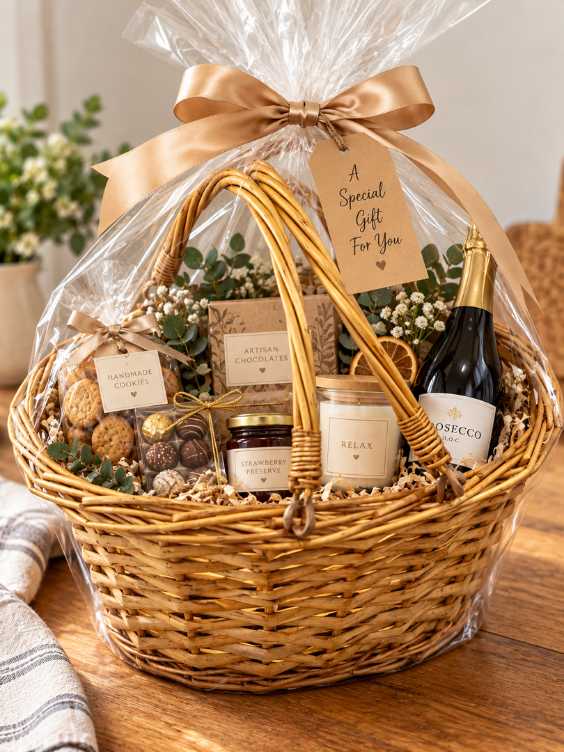 Honey Wicker Shopper Shopping Gift Display Basket No Liner Fold Flat Handles2
