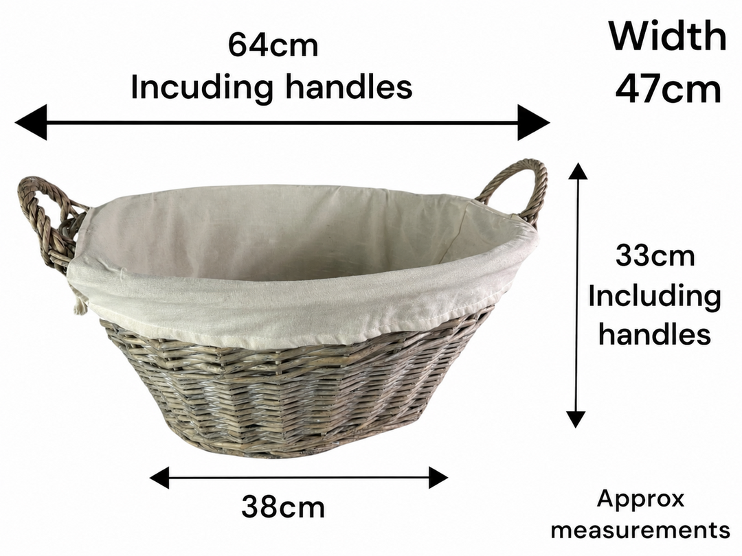 Natural Collection Laundry Lined Wicker Laundry Plain Liner Basket With Handles1
