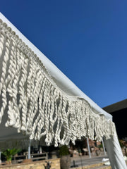 Antique White Gazebo Marquee Canopy Fringe Outdoor Garden Beach Cabana Style UK11