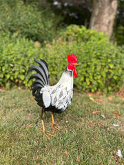 Decorative Black & White Metal Cockerel Rooster Garden Outdoor Lawn Ornament4