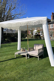 Antique White Gazebo Marquee Canopy Fringe Outdoor Garden Beach Cabana Style UK9