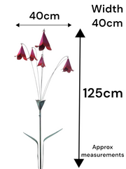 Pink Metal Bell Flower Stake Verdigris Stem Garden Ornament Decor Gift Floral1