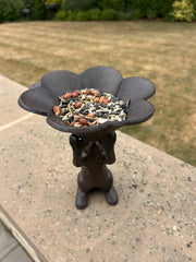 Cast Iron Hare Rabbit Bird Feeder Seed Nut Garden Gift Ornament Decoration Feed3