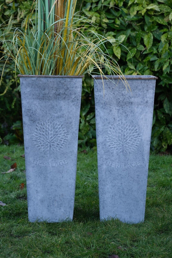 tall plants for pots uk Set of 2 Large Zinc Tall Vase Planters – Garden Trees & Plants 70cm – Garden Stall
