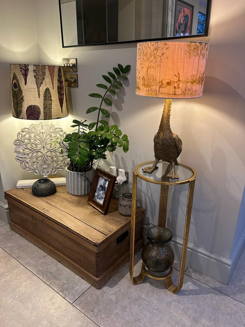 Elegant Gold Metal Accent Side Table With Glass Inserts Slim Home Decor Vintage11