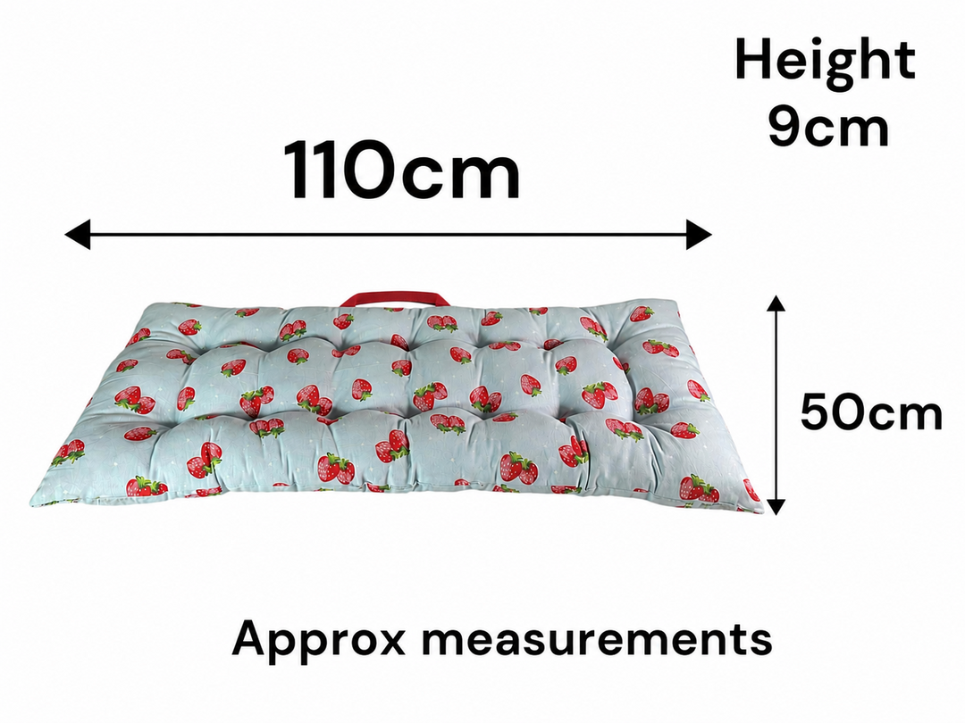 Summer Strawberry Blue Bench Seat Pad Cushion Garden Outdoor 110cm x 50cm1