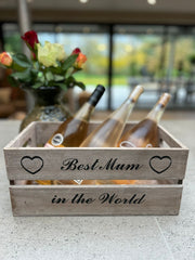 Wooden Crate Best Mum In The World Decorative Gift Storage Box Hamper Christmas0