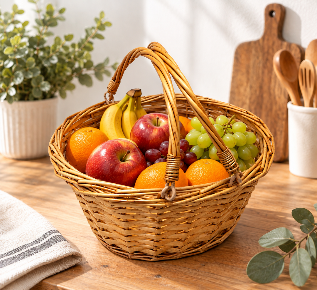 Honey Wicker Shopper Shopping Gift Display Basket No Liner Fold Flat Handles4
