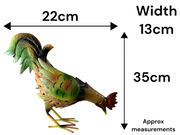 Decorative Metal Brown Hen & Cockerel Garden Statue Outdoor Lawn Ornament Pair1