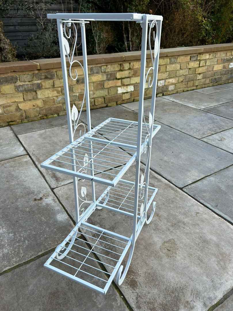3 Tier White Metal Shelf Decorative Shelves Freestanding Unit Plant Display3
