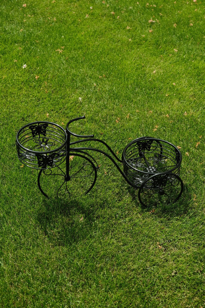 2 Tier Trike Pot Holder Metal Garden Flowers Plant Display Planter in Black8