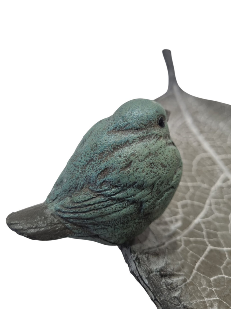 Resin Single Leaf Bowl Bird Bath Feeder Seed Nut Birds Garden Gift Ornament8