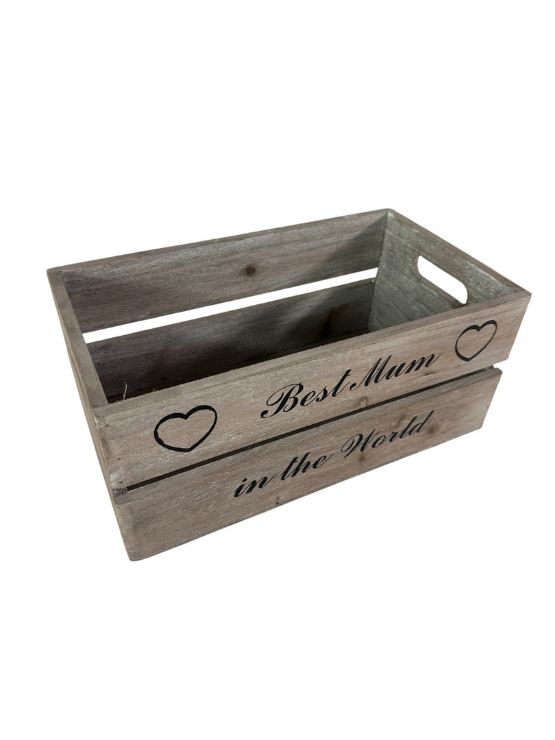 Wooden Crate Best Mum In The World Decorative Gift Storage Box Hamper Christmas6
