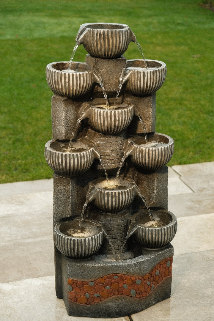 Sparkling Jugs Water Feature Cascading Garden Light Up LED Outdoor Decor Gift10