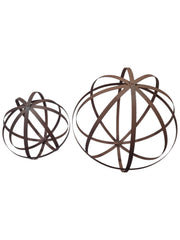 Set of 2 Rustic Metal Garden Spheres Decorative Outdoor Orb Sculptures Brown14