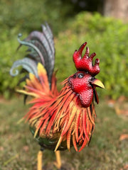 Decorative Metallic Cockerel Rooster Garden Statue Outdoor Lawn Ornament Metal2