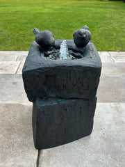 Black Two Birds Water Feature With Light Garden Gift Outdoor Decor Decoration0
