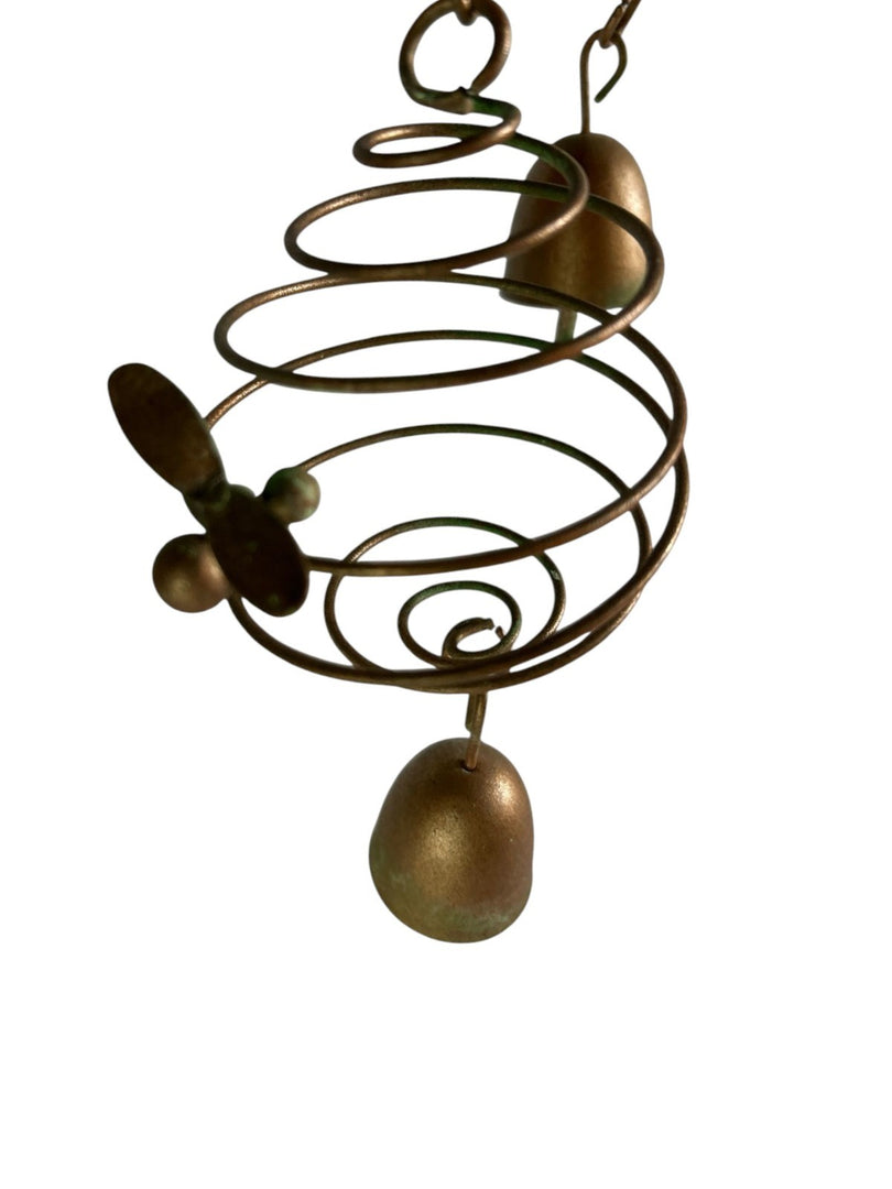 Spiral Bee Hanging Mobile With Bells Metallic Decorative Hanging Garden Ornament5