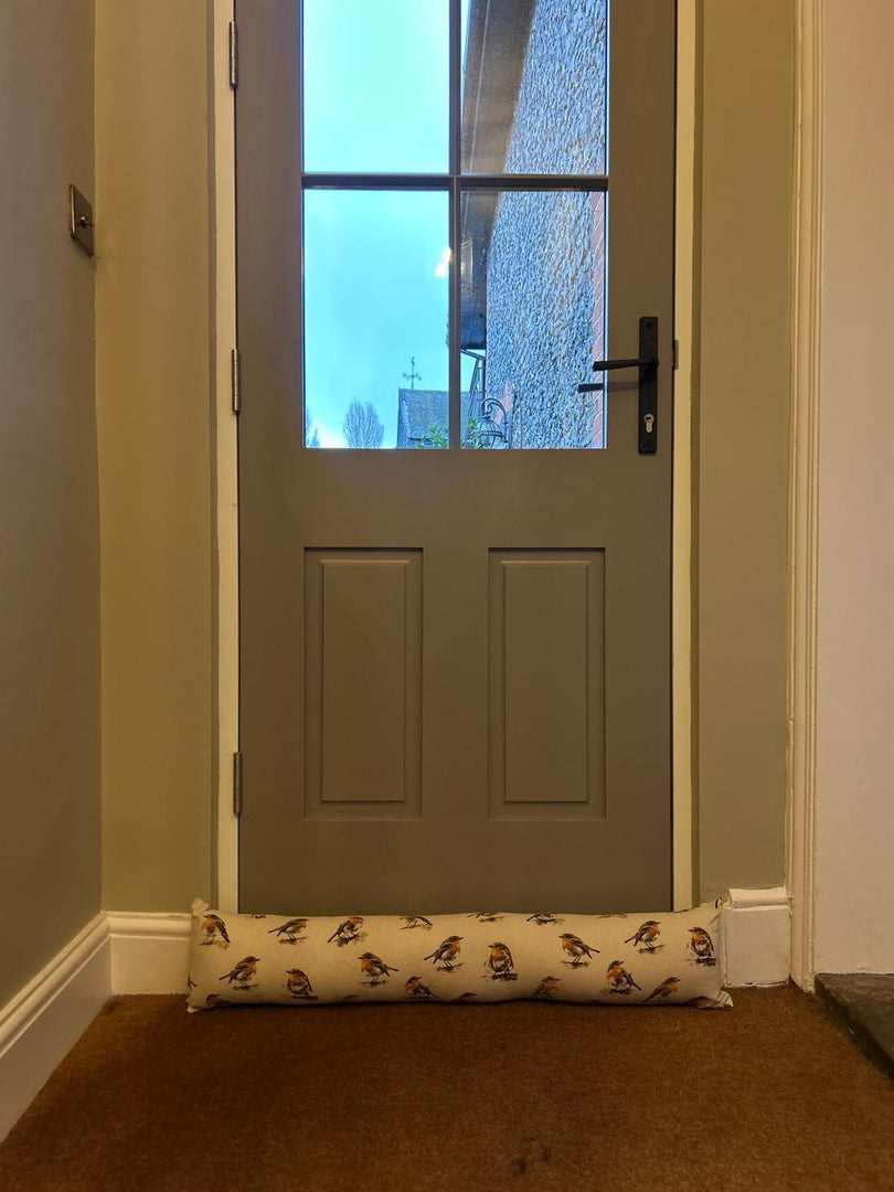 Robin Bird Draught Excluder Gift Home Decor Decoration Beige Cream Natural Real4