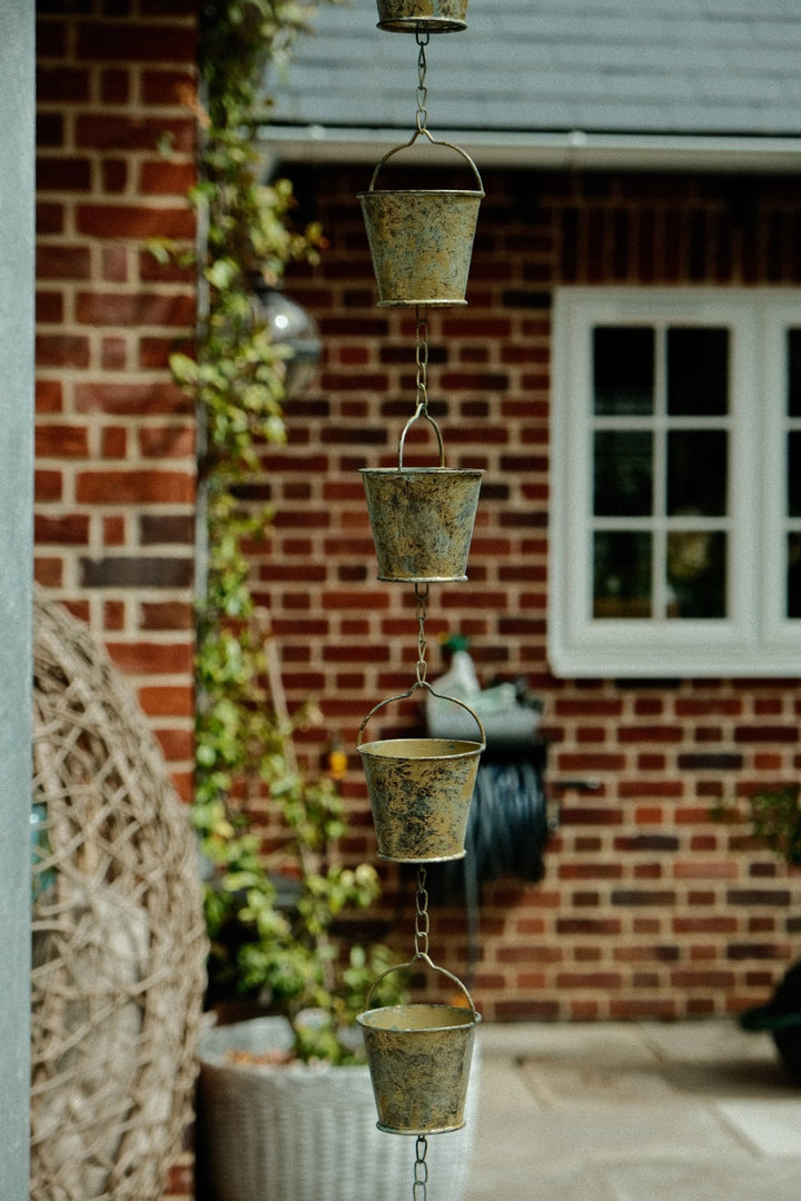 Bucket Rain Chain Hanging Garden Outdoor Nature Ornament Water Decoration12
