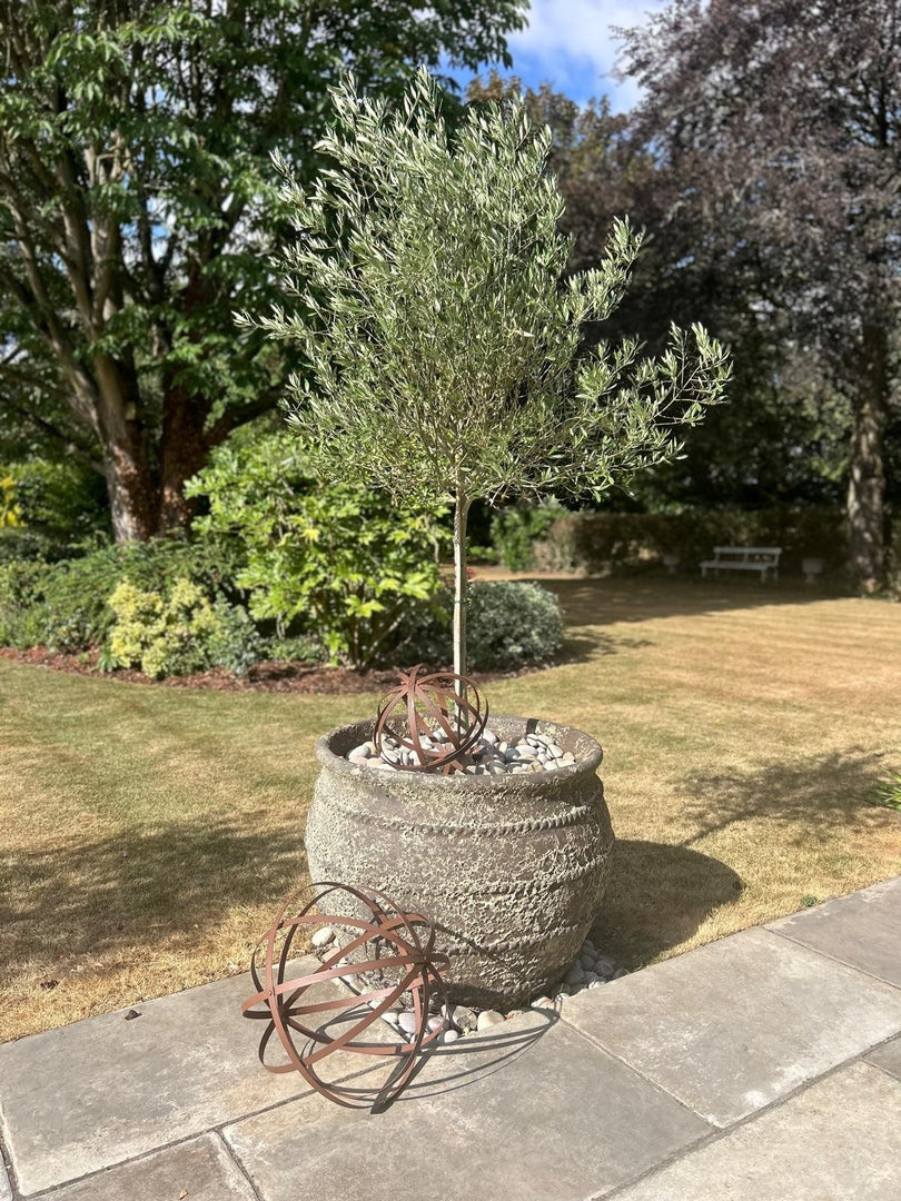 Set of 2 Rustic Metal Garden Spheres Decorative Outdoor Orb Sculptures Brown10