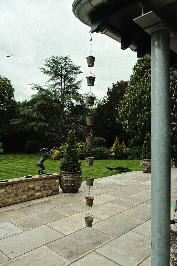 Bucket Rain Chain Hanging Garden Outdoor Nature Ornament Water Decoration0