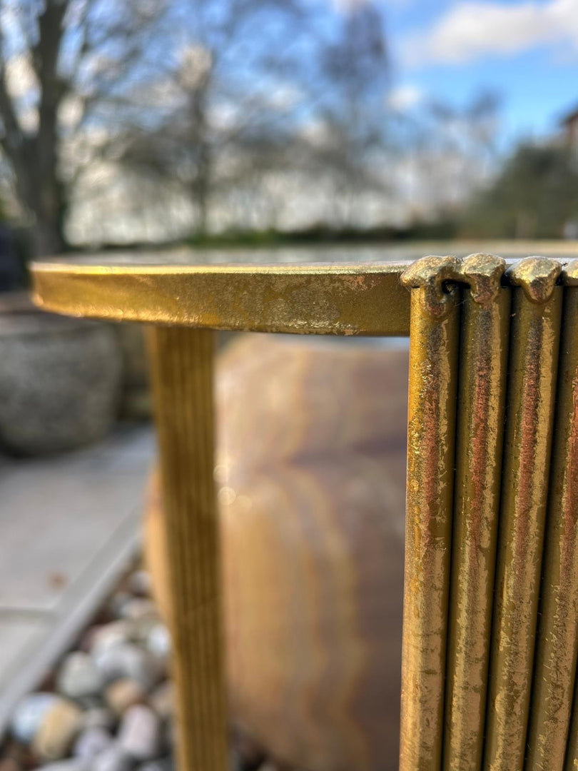 Elegant Gold Metal Accent Side Table With Glass Inserts Slim Home Decor Vintage13