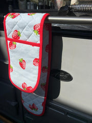 Summer Strawberry Tea Towel & Double Oven Glove Set Blue Kitchen 100% Cotton7