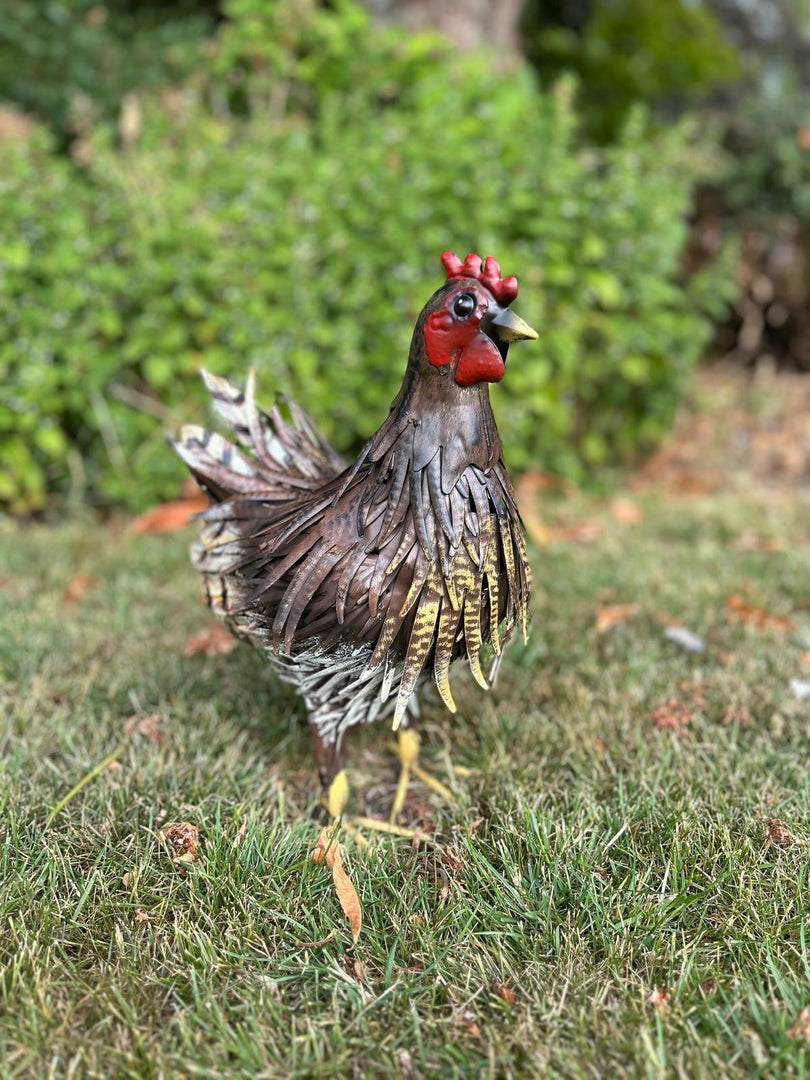 Decorative Metal Brown Hen Chicken Garden Statue Outdoor Lawn Ornament Farmyard5