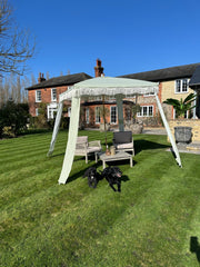 Green Stripe Gazebo Marquee Canopy Fringe Outdoor Garden Beach Cabana Style UK1