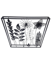 Black Metal Floral Wall Art Square Botanical Flower Leaf Hanging Home Decor Gift9